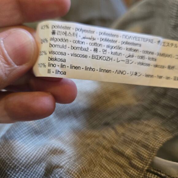 Zara pants womens size medium tan linen blend elastic waist trouser - Picture 4 of 11